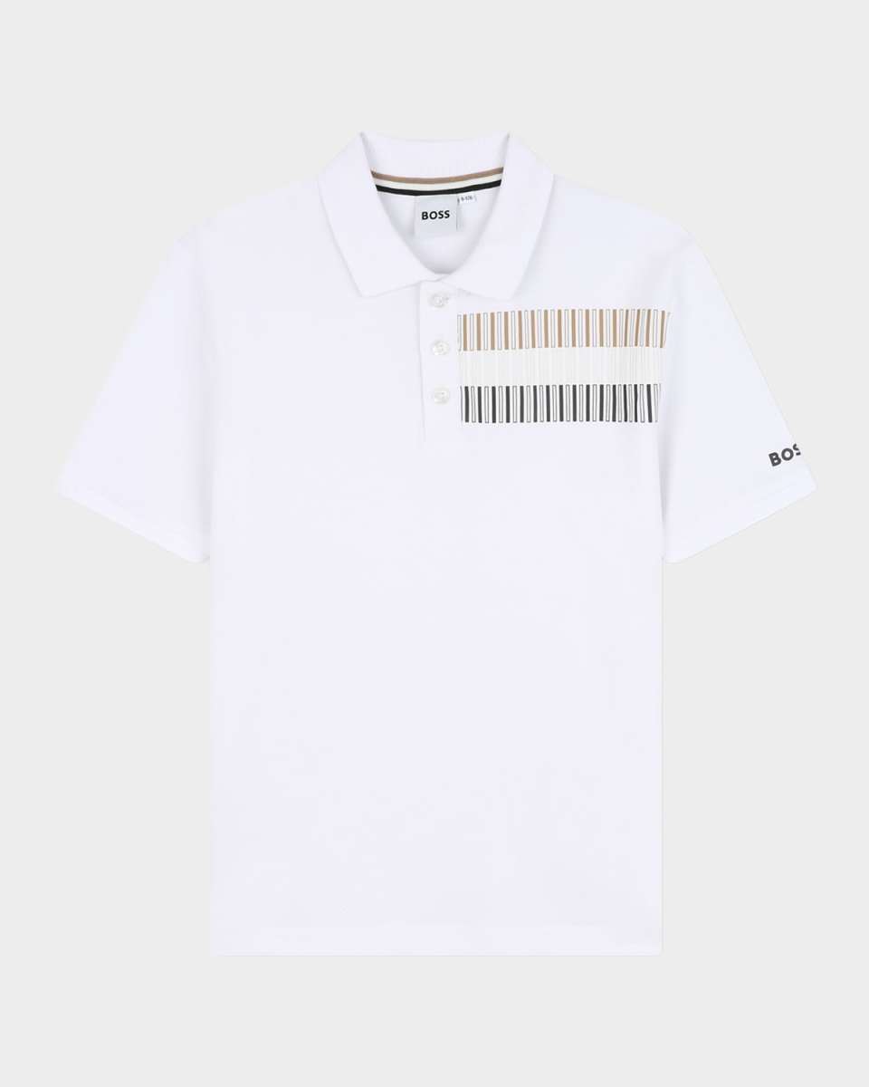 Boy's Bands Logo-Print Short-Sleeve Polo Shirt, Size 14-16